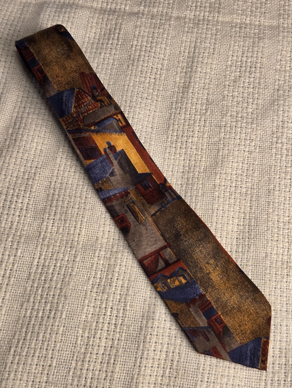 Bullock & Jones Architectural Silk Tie Multicolor Building City Abstract Italy